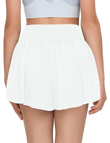 Short atlético feminino rodado com bolso borboleta shorts 2 em 1 saia de corrida shorts de torcida t