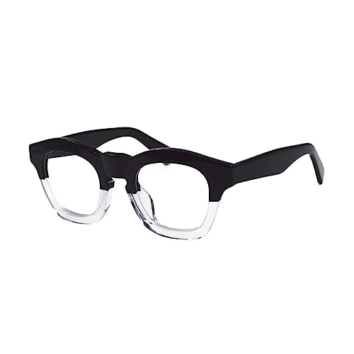 BETSION Thick Acetate Frames Black Transparent