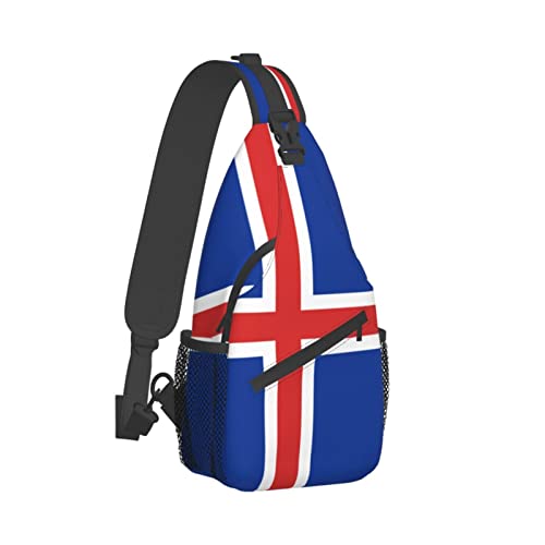 Mochila bandolera unisex con bandera de Islandia negra miniatura 3