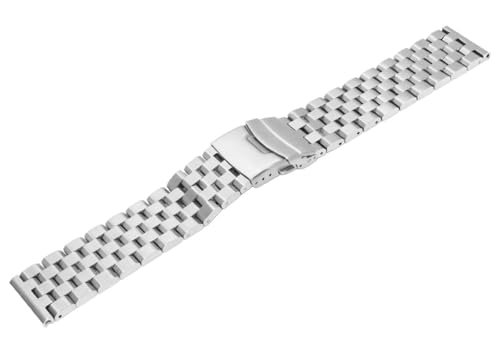 Image of Brushed Metal Watch Bands for Men Women Solid Stainless Steel Watch Band 18 /20 /22 /24 /26mm Watch Bracelet Strap Deployment Double Lock Deployment Buckle Black Silver Blue Gold