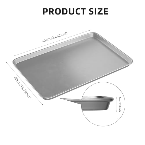 CROSSON 16× 24 Inch Cookie Sheet Pans Set of 3-Baking Tray Jelly Roll Pan Set Commercial Grade Aluminum Coated Statinless Steel Bun Pan for Oven,Freezer,Bakery Hotel Restaurant