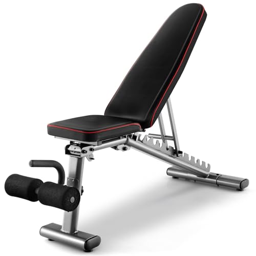 GYMAX Verstellbare Hantelbank, Krafttrainingsbank mit 10 Rücken-, 3 Sitz- & 5 Fußpositionen, Trainingsbank bis 300kg belastbar, Sit Up Bank, Fitnessbank für Ganzkörpertraining