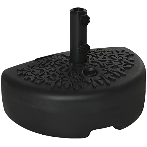 Outsunny Pied de Demi-Parasol Demi-Pied Socle de Parasol Base de lestage Sable et Eau pour parasols Ø 38 et 48 mm Acier et HDPE Noir