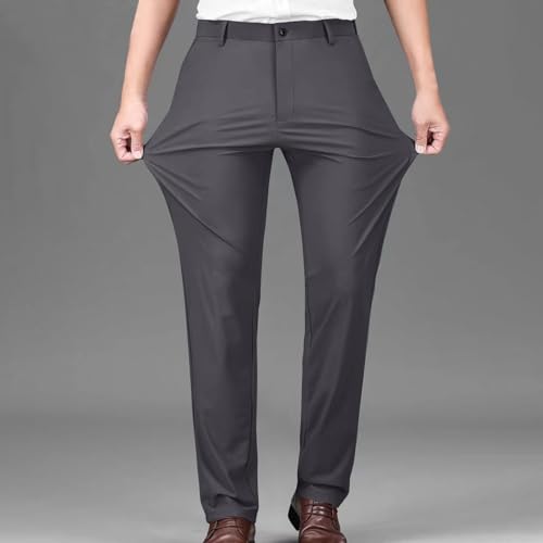 Mens Dress Pants Trendy Solid Color Business Suit Pants Casual Straight Leg Office Pants Lightweight Slim Fit Trousers2