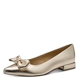 Marco Tozzi Damen Ballerinas weiches Feel Me Fußbett weiches Innenfutter Vegan Spitz, metallic (Gold), 41 EU