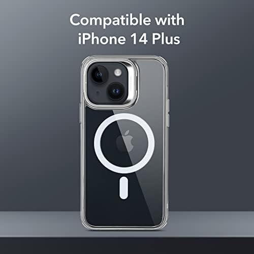 ESR Classic Kickstand Case with HaloLock Compatible with iPhone 14 Plus Case, MagSafe-Compatible Case with Stand, Military-Grade Protection, Built-In Camera Ring Stand, Scratch-Resistant Back, Clear