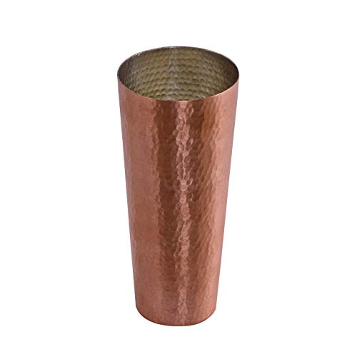 De Kulture Handmade Pure Solid Copper Large Glass Cup Tumbler Drinkware For Milk Water Medicinal Liquid Ice Coffee Ice Tea Cocktail Beer Sake Whiskey Vodka Rum Tequila, 3X 7 (Dh) Inches, 600 Ml #TOP1