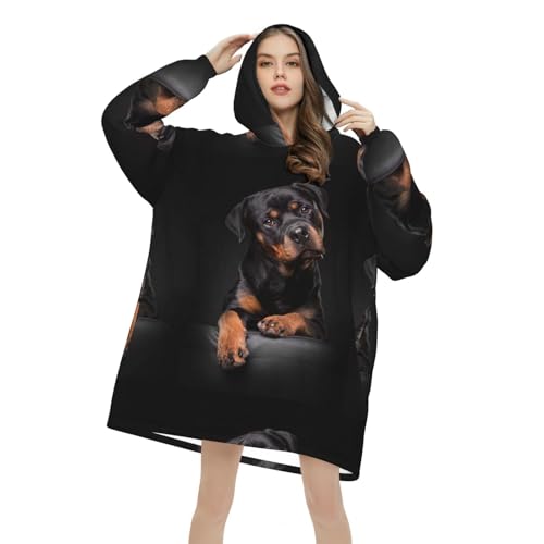Sweat couverture Rottweiler fidèle et confiant en flanelle pour passionnés