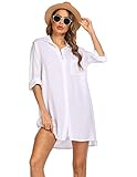 SHESHOW Swimsuit Cover Ups for Women Beach Bathing Suit Bikini Coverup Shirt Dress White L