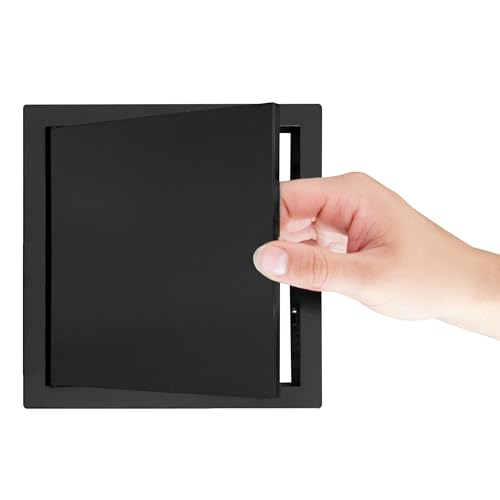 SYSTERM Premium Revisionsklappe mit Flachfront, Revisionstür Serviceklappe zur Inspektion und Abdeckung, Zum Öffnen drücken – Schlosstyp, Größe wählbar (Schwarz, 20x20)