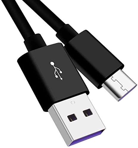 Premium Cord Quick Charging Cable USB-C, Super Fast Charging 5A, USB 3.1 Type C Male to USB 2.0 Male, Fast Charging and Data Cable Suitable for Type C Devices, Black, 2 m