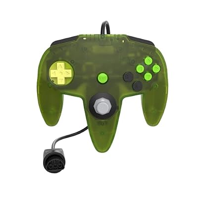 Hyperkin Captain+ Hall Effect Controller for N64/M64, Wired Gamepad, Classic Retro Layout, Transparent Colors, 10 ft Cable, Memory & Rumble Support - Green
