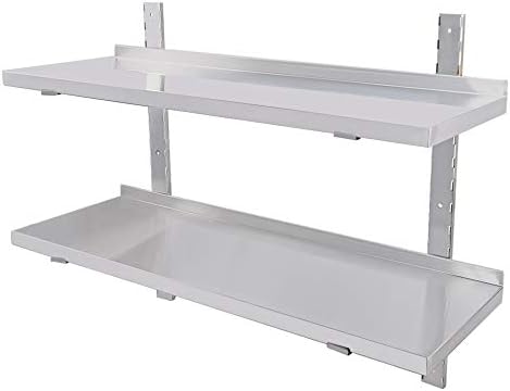 TAIMIKO 2x Stainless Steel Shelves Kitchen Wall Shelf Catering Storage Bathroom Shower Corrosion Resistant (60x30cm)
