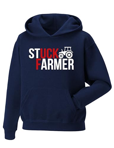 Daily Apparel Stuck Farmer Hoodie – No Farmers No Food No Future – Funny Political Slogan sweatshirt | Support The Farmers Protest Hooded Top | Humour Starmer Parody Unisex Hoodie Gift for Mens Navy