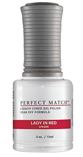 LeChat Perfect Match Gel Polish, Lady In Red Nail laquer, 0.5 Ounce/gel polish soak off cream 0.5ounce. (PMS188)