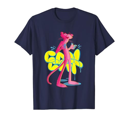 Image of Pink Panther Cool Cat Graffiti Chalk Art T-Shirt, Men, Navy Blue, Small