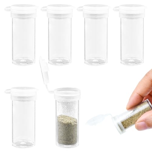 6er Set Salzstreuer aus Kunststoff Extra kleine Salzstreuer Gewürzflaschen Klein Salz und Pfefferstreuer Tragebare Ministreuer Gewürzspender mit Deckel für Brotdose unterwegs Camping Bento-Box 9ml