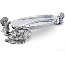 Arthur Court Metal Bunny Rabbit Centerpiece Serving Food Tray for Cheese Canapes Pastries Aluminum Easter Tray 21 inch x 9 inch