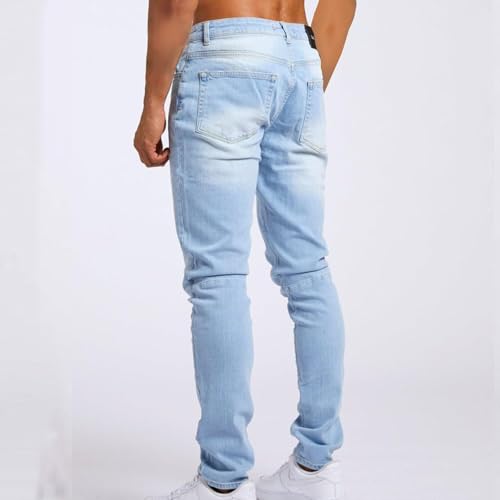 Generisch Outdoorhose Herren, Jeans Stretch Slim Fit Herren Jeanshose Business Freizeit Denim Skinny Jeans Regular Fit Männer Motorradhose Mit Protektoren Stretch Jeans Stretch Jeans (L, Hellblau)