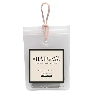 The Hair Edit Pin Up & Go Hair Pins - Matte Brown Professional U-Shaped Hair Styling Pins, 60 Ct