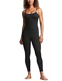 CRZ YOGA Butterluxe Jumpsuits for Women Yoga Workout Casual One Piece Leggings Romper with Built in Bra Black Medium