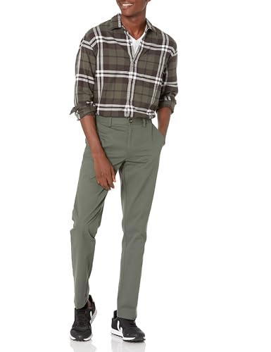 Image of Amazon Essentials Men's Regular Fit Long-Sleeve Flannel Shirt, Soft Brushed Cotton, Lightweight yet Warm