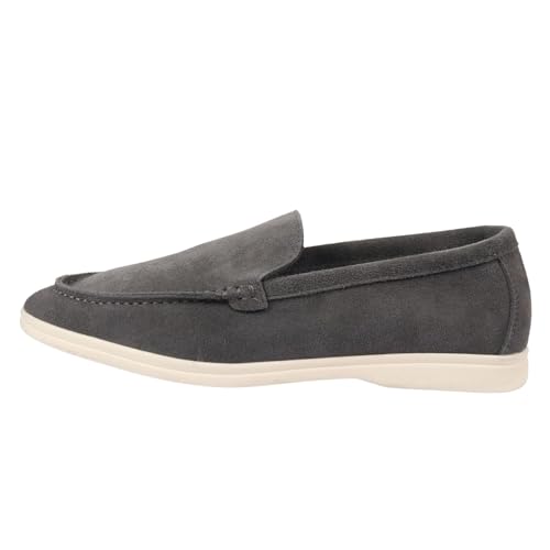Image of TruClothing Men's Loafers Suede Slip On Boat Shoes Casual Classic Comfort Fit - Grey 8 UK