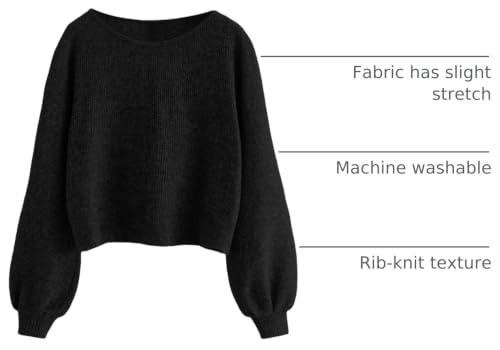 Image of SweatyRocks Women's Crewneck Long Sleeve Knit Crop Top Cropped Sweaters
