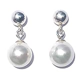 PENDIENTES FINOS Y ELEGANTES BOLA PLATA Y PERLA.