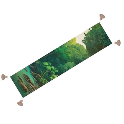 Chemin de table en lin à pampilles rustiques chic de 35x152 cm pour table - 3
