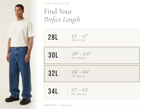 Image of Plaid&Plain Men's Baggy Jeans Wide Leg Heavyweight 100% Cotton Loose Fit | Elastic Waistband, Back Pockets, Durable Denim Weave, Multiple Wash Options, Relaxed Street Style Comfort, Everyday Wear