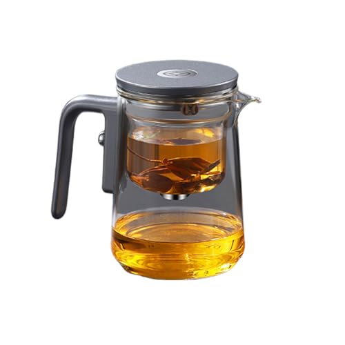 Huxibai Théière En Verre Avec Infuseur,Théière Infuseur À Thé,Bouilloire à thé en verre anti-fuite | à contrôle de pression, séparation du thé et de l'eau, théière pour en vrac, aux
