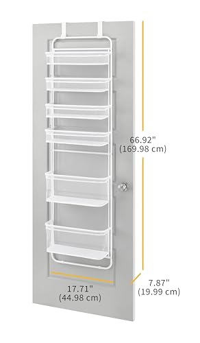 Image of Whitmor Over The Door Organizer - 6 Sections - Pantry, Bathroom, Accessory Organizer - Metal and Mesh - White