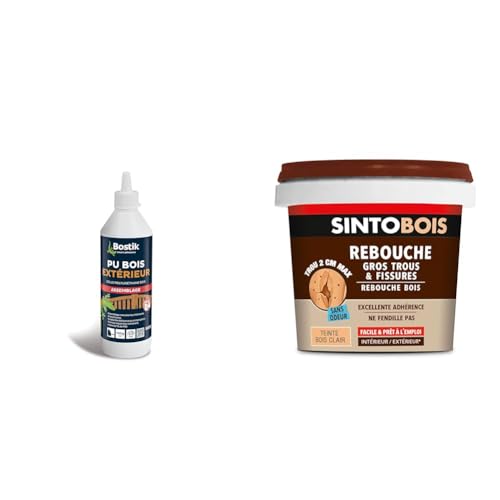 Bostik - Colle Bois Polyuréthane Liquide - Extérieure et Intérieure - Résiste à l'Eau - Blanchâtre après Séchage - 500 g - Facile et Prêt à l’Emploi