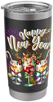 Happy New Year 2026 Years Eve Firework Disco Wine Glasses Stainle...