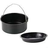 2-teiliges Antihaft-Luftfritteusen-Zubehör-Set für leckere Pizzen und Backwaren, Pizza-Pfanne und Backblech (17,8 cm)