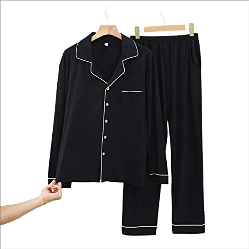 Pyjama homme coton contre transpiration nocturne ensemble noir