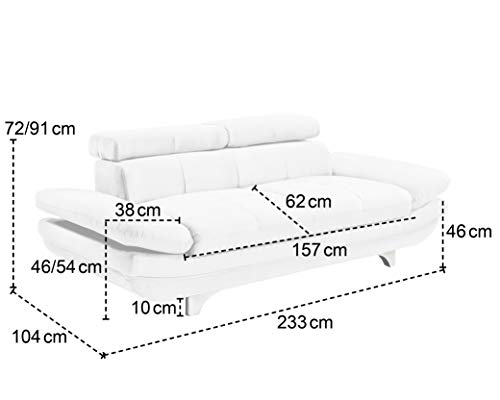Mivano 3er-Sofa Enterprise / Dreisitzer-Couch mit Armteilfunktion und Kopfteilverstellung / 233 x 72 x 104 / Mikrofaser-Bezug, dunkelgrau – Bild 4