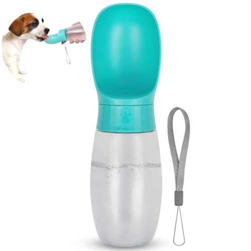 500ml Dog Water Bottle - Leak Proof Portable Pet Water Dispenser with Drinking Bowl Food Grade Dog Drinking Bottle for Outdoor Walking Hiking Travel - Blue