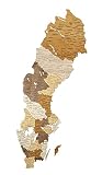 Drewniana mapa Szwecji (42 x 98 cm), wielowarstwowa duża sztuka ścienna z naturalnymi plamami - do salonu, gabinetu, biura