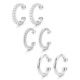 Chriscoco 3Pares Ear Cuff Oro/Plata Pendientes Sin Agujero Mujer Hipoalergénicos Pendientes de Clip Ajustables Pendientes Falsos Oreja Helix con Joyero