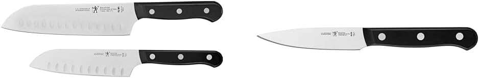 HENCKELS 2-pc Santoku Knife Set, 5 Inch & 7 Inch, Plus 4-inch Chef Knife, German Engineered, Stainless Steel