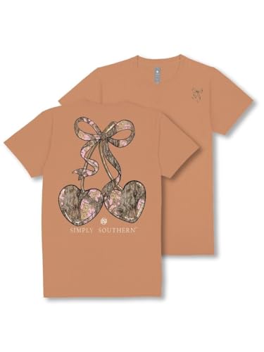 Simply Southern Pink Camo, Cherry, Bow, Hearts, Adult T-Shirt