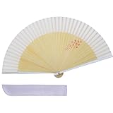 [TOuWA] 扇子 メンズ レディース 竹骨 和柄 軽量 日本 お土産 お祭り 花火大会 忘年会 新年会 発表会 浴衣 着物 和装 和小物 歌舞伎小物 紳士用 男女兼用 センス 2点セット (扇子、扇子袋 手描き桜)