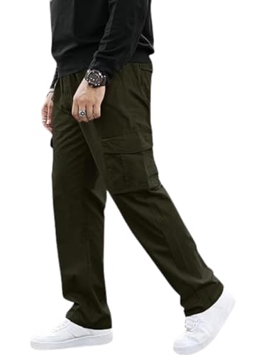 Image of GRECIILOOKS Men's Cargo Pants | 6 Pocket Cotton Cargo Joggers for Men | Loose Fit Stylish Pant with Pockets | Casual Baggy Trousers & Streetwear Lower