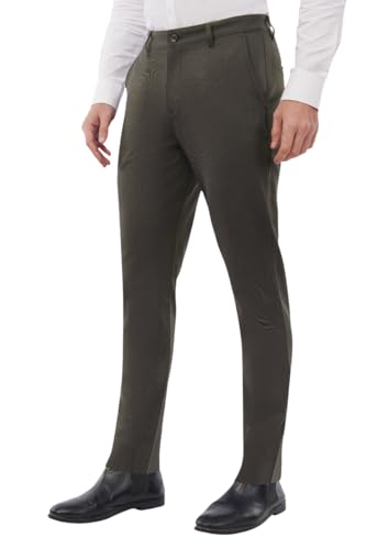 Image of SaintX Men's Formal Slim Fit Trouser | Twill Weave Premium 4-Way Stretchable High GSM Fabric Pants | Textured Classic & Modern Styled Chinos | Business Casual Office /Anytime Wear