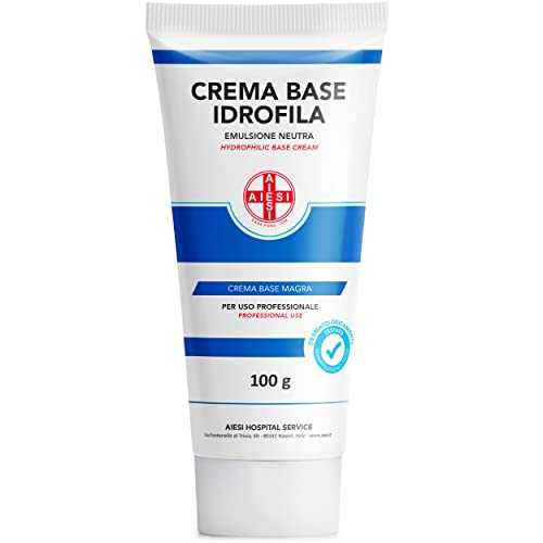 AIESI® Crema Base idrofila (100 g), Crema idratante ristrutturante per viso e corpo ideale per pelle secca, Uso farmaceutico, cosmetico e dermatologico, Made in Italy