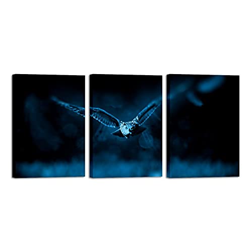 Tableau hibou ZORE_FINE5 en 3 pièces pour décoration murale de salon
