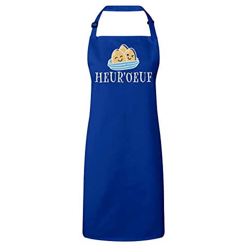 Tablier cuisine premium avec jeu de mot dessin mignon Heur' Oeuf humoristique