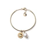 UNOAERRE Pulsera de plata 925 para mujer, oro rosa con perlas rojas, cierre de mosquetón, 18,5 cm, colección 740yhw